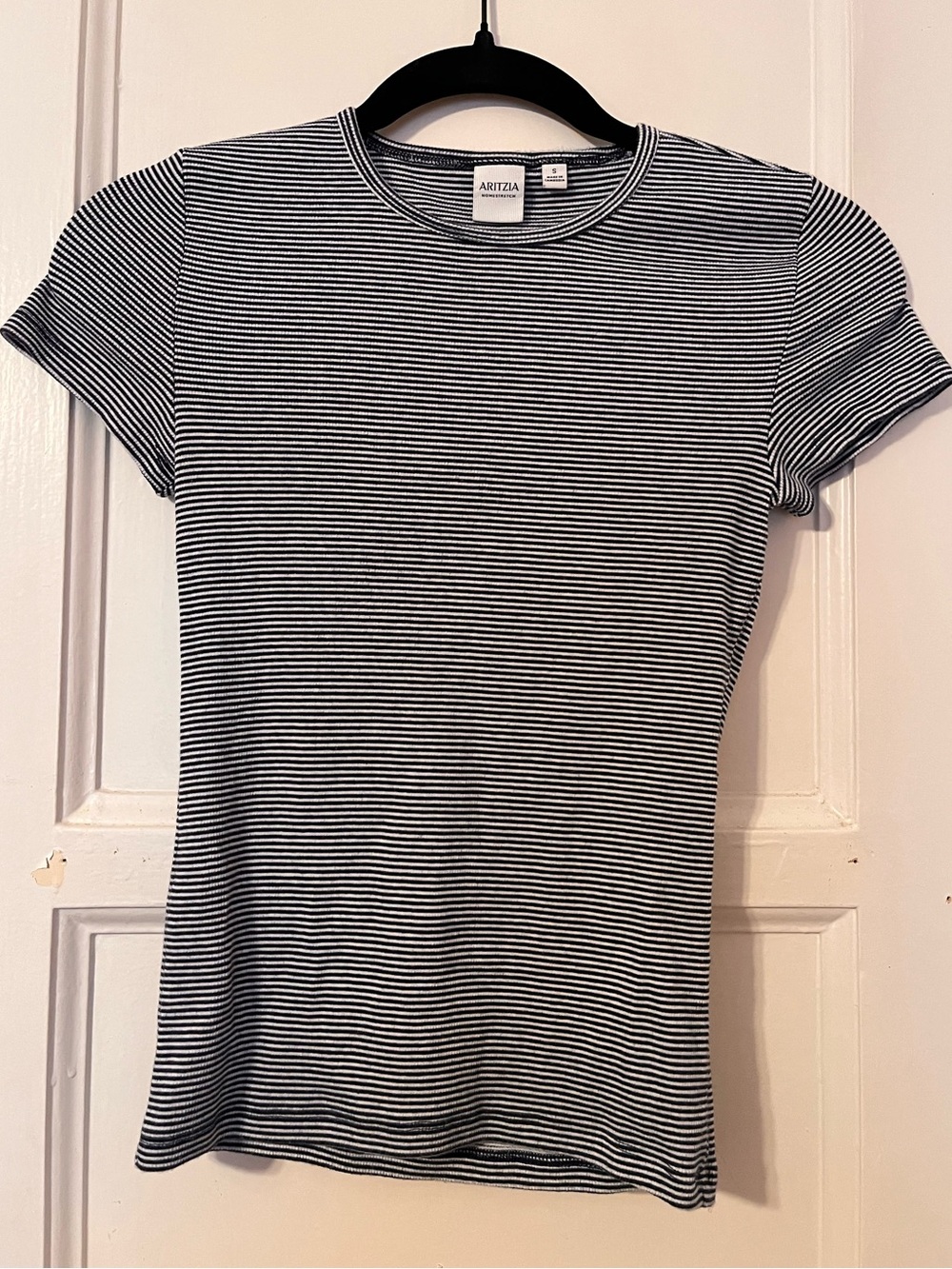 Aritzia HomeStretch Ribbed Striped Crewneck T-Shirt - Size Small